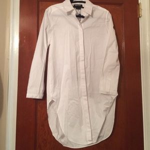 New white long button down top